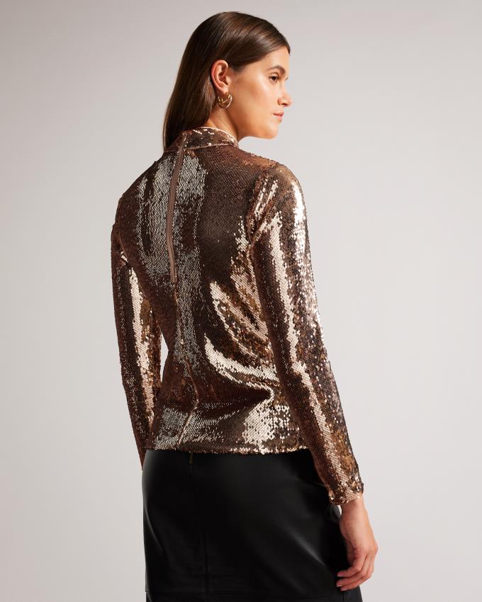 Hauts Ted Baker Long Sleeve Sequin Rose Femme | XYE-77656374